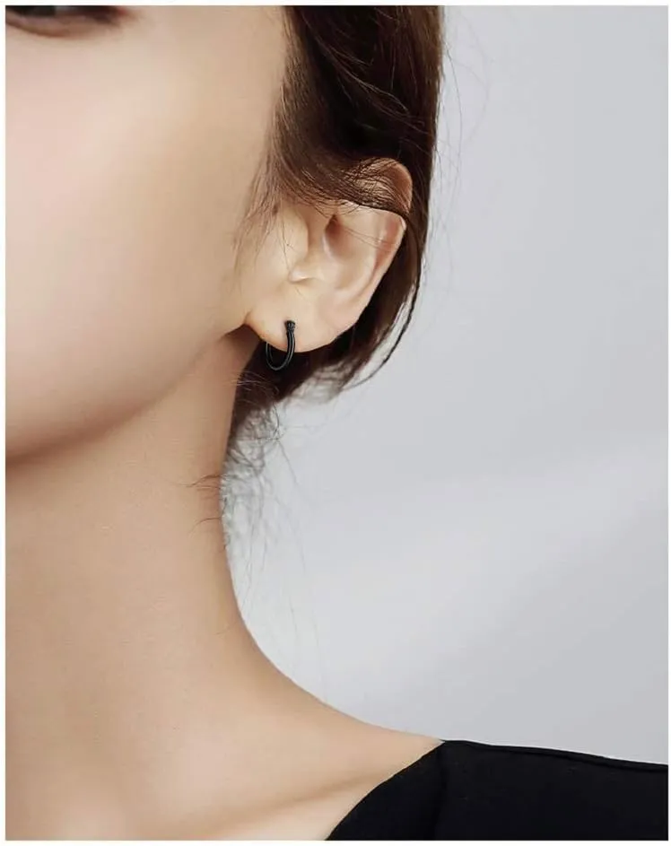 14K Gold Plated Hoop Earrings for Women, 4 Pairs Sterling Silver Post Small Hoops, Gold Huggie Earrings Set for Women Men (13mm 15mm 20mm 25mm)