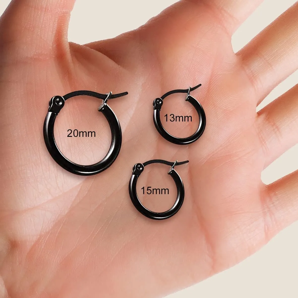 14K Gold Plated Hoop Earrings for Women, 4 Pairs Sterling Silver Post Small Hoops, Gold Huggie Earrings Set for Women Men (13mm 15mm 20mm 25mm)