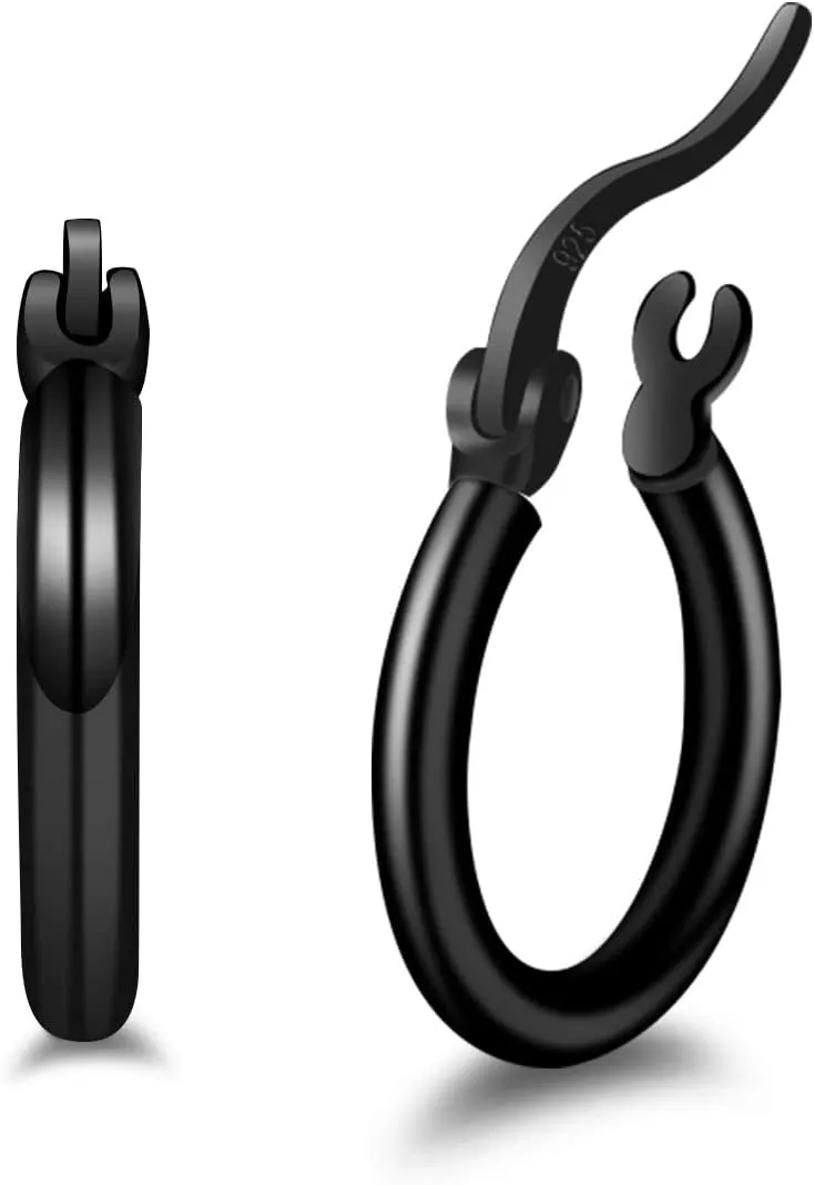 14K Gold Plated Hoop Earrings for Women, 4 Pairs Sterling Silver Post Small Hoops, Gold Huggie Earrings Set for Women Men (13mm 15mm 20mm 25mm)
