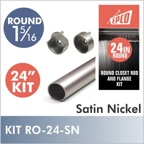 24 Inch Satin Nickel Round 1 5/16 Rod Kit