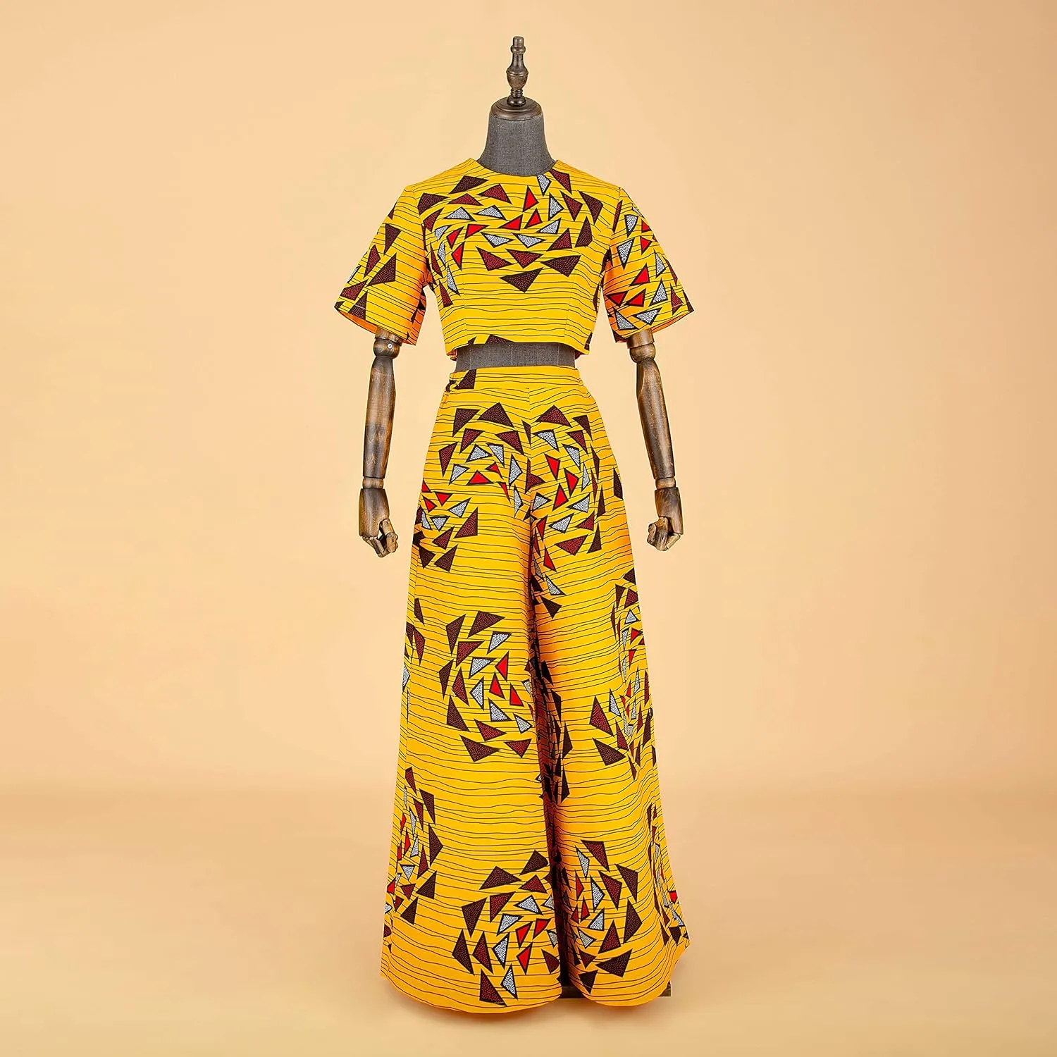 African Suits for Women Short Sleeve Crop Top and Pants 2 Piece Set Outfits Dashiki Plus Size Casual Tracksuit