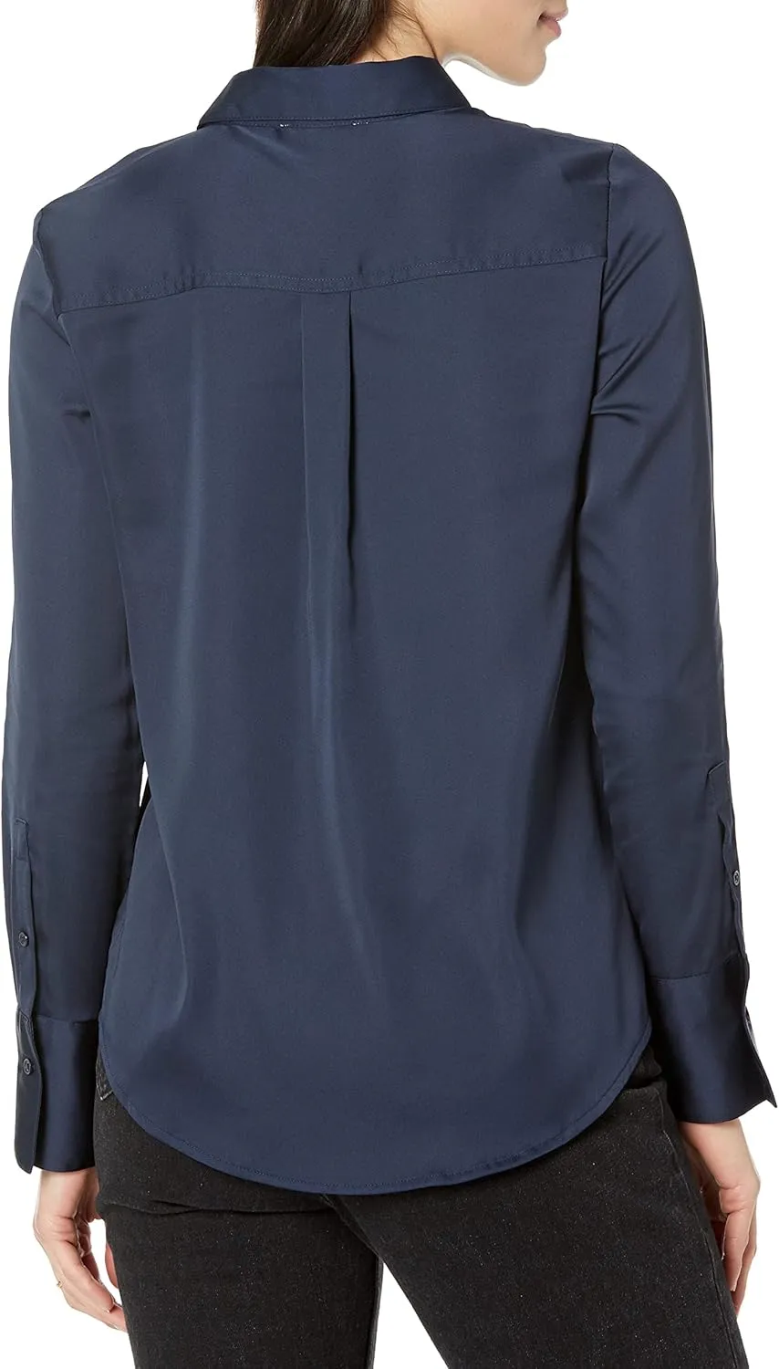 Amazon Essentials Women's Classic-Fit Satin Button Down Blouse (Available in Plus Size)