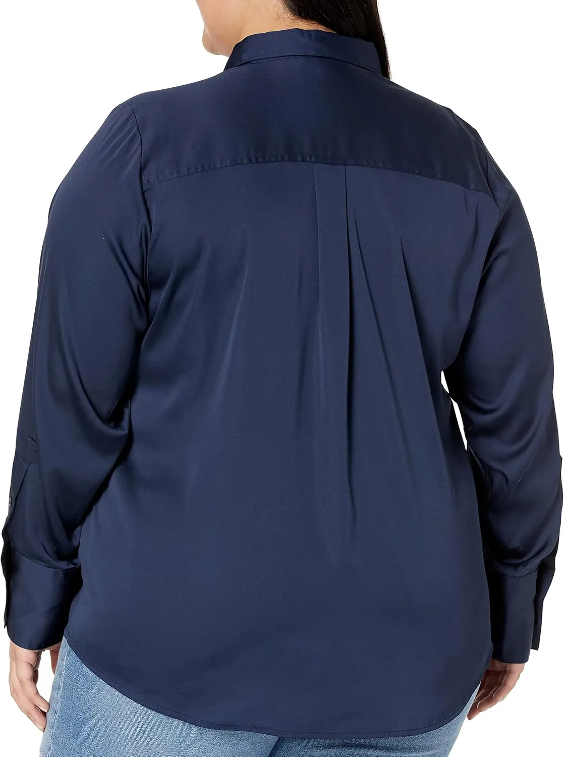 Amazon Essentials Women's Classic-Fit Satin Button Down Blouse (Available in Plus Size)