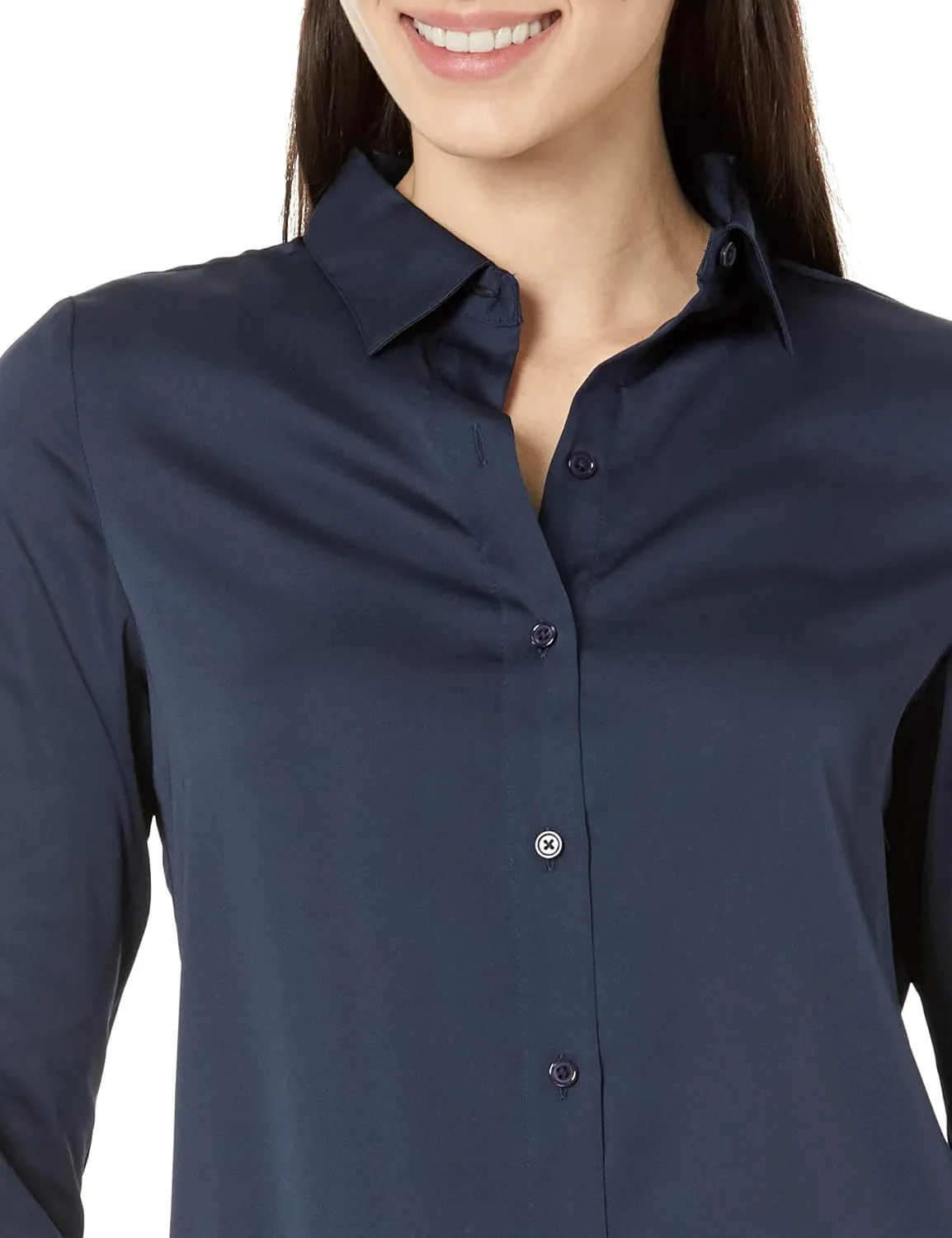Amazon Essentials Women's Classic-Fit Satin Button Down Blouse (Available in Plus Size)
