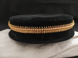 Antique Floral-Designed Hip Chain with Kemp & Green Stones