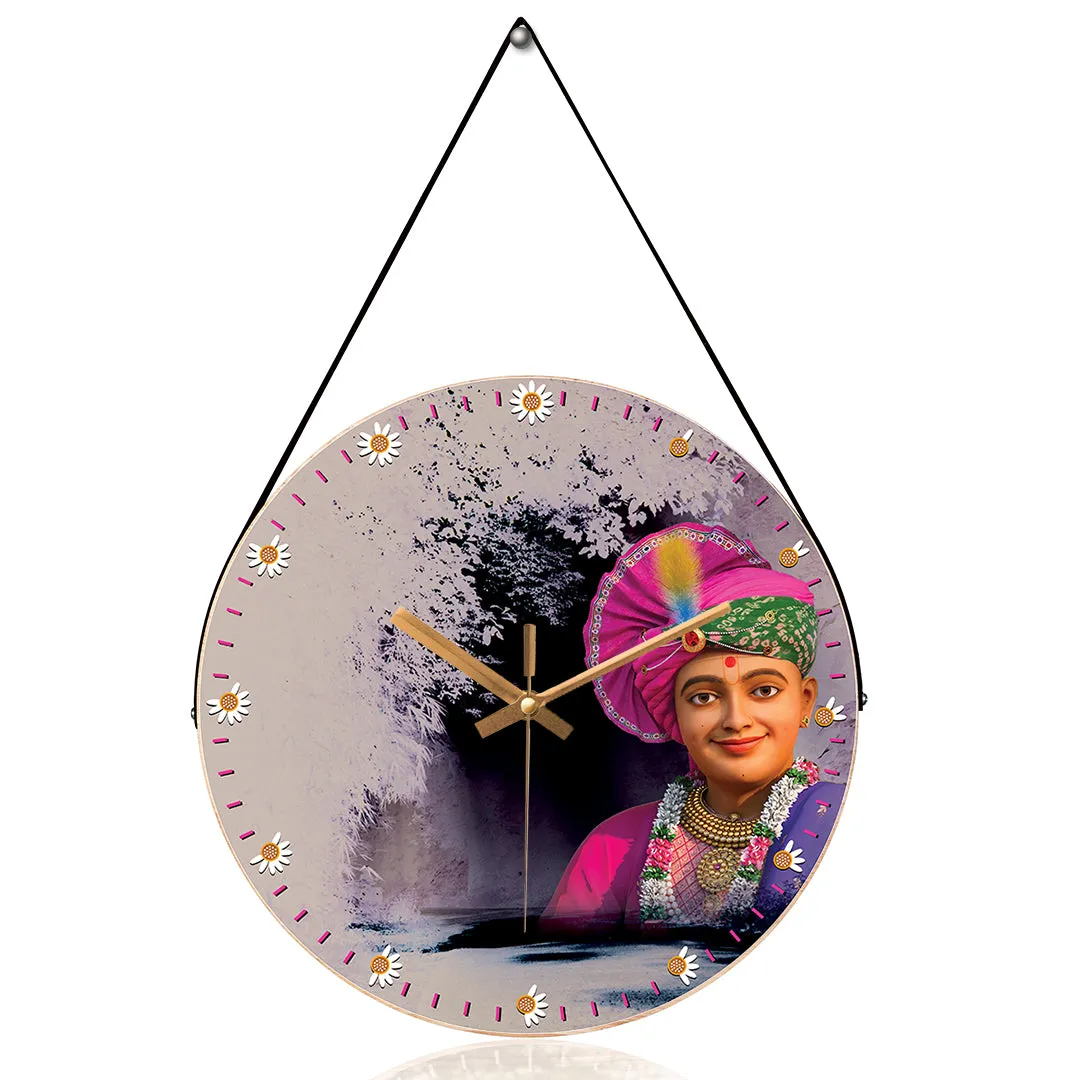 Elegant Artistic Swaminarayan Decorative Wall Clock for Home Decor