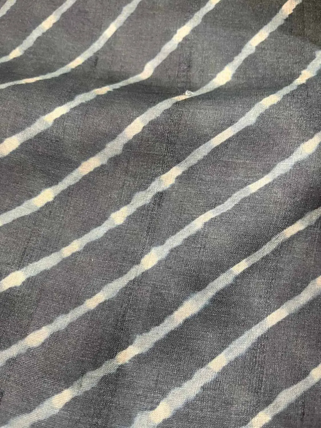 Premium Black Leheriya Tie-Dye Pure Tussar Silk Fabric (1 Meter) – Elegant Handcrafted Textile for Fashion and Drapery