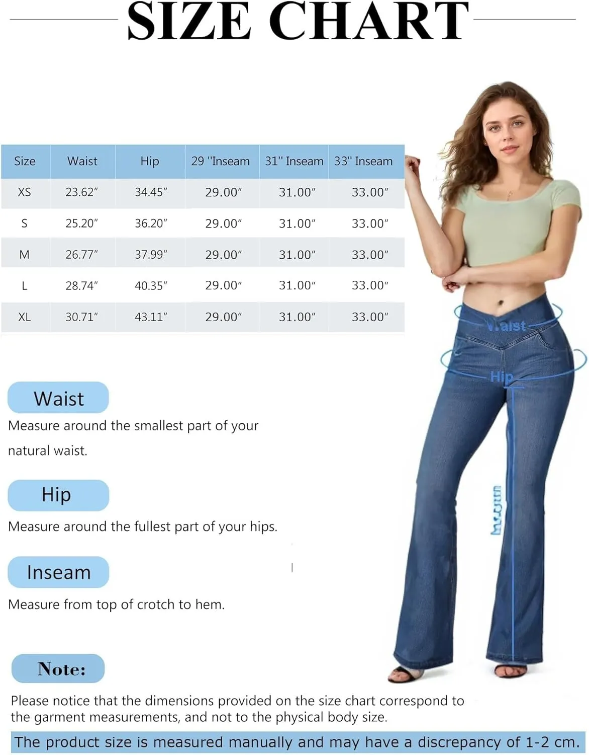 BlueRose Flare Jean Leggings for Women,Bell Bottom Jeans for Women Knit Crossover High Waisted Bootcut Jean