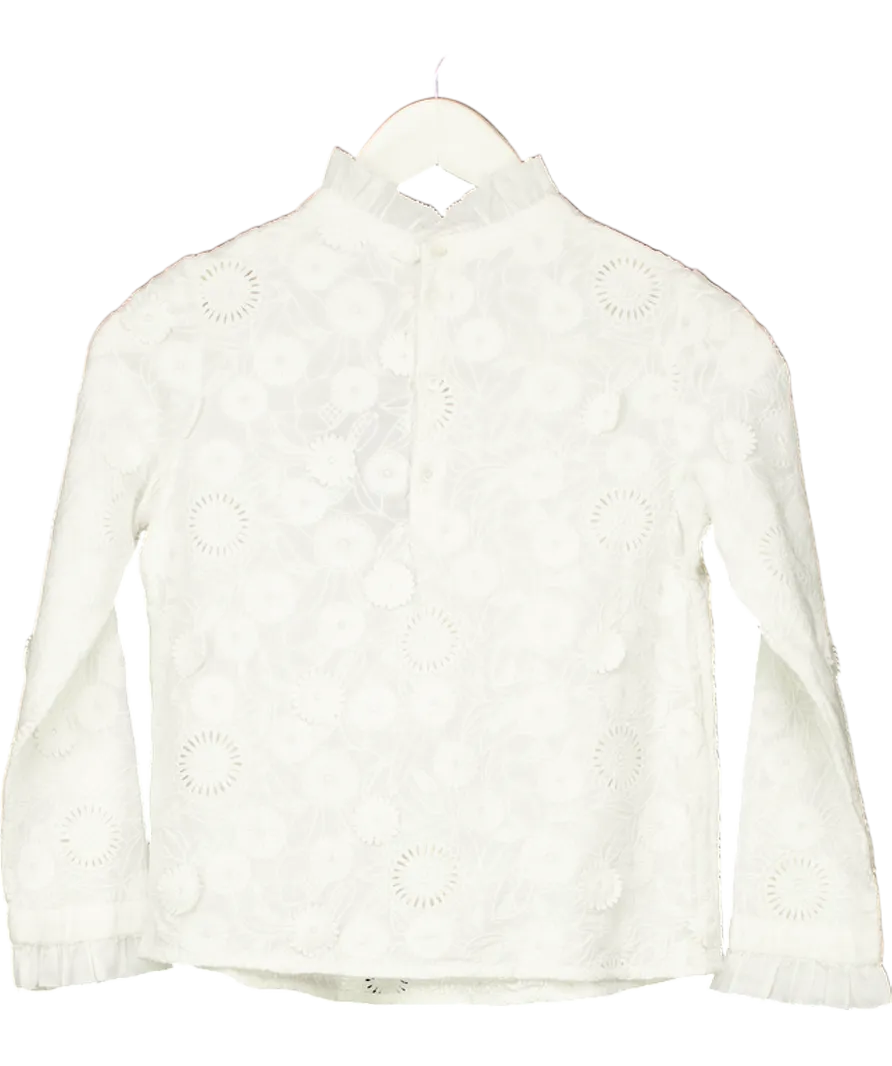 Bonpoint White Cotton Floral Embroidered Top 10 Years