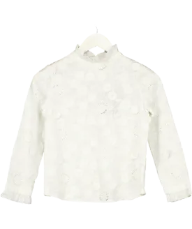 Bonpoint White Cotton Floral Embroidered Top 10 Years