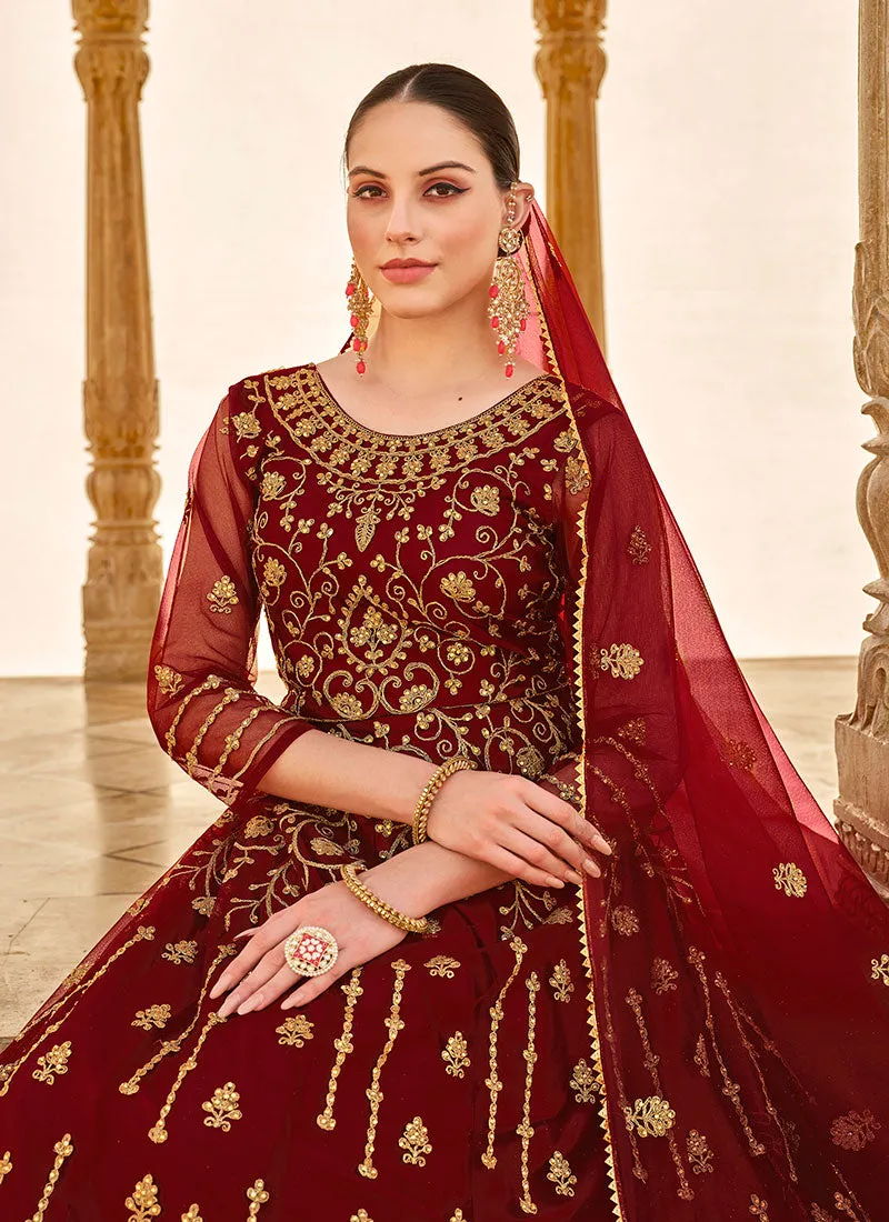 Bridal Red Traditional Embroidery Anarkali Suit