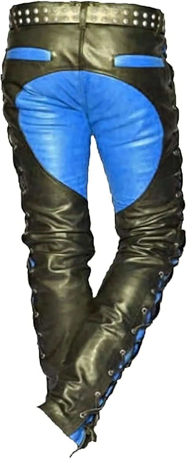 Classic Fit 5 Pockets Leather Pants for Men - Premium Biker Fashion Traditional Cowboy Western Pants