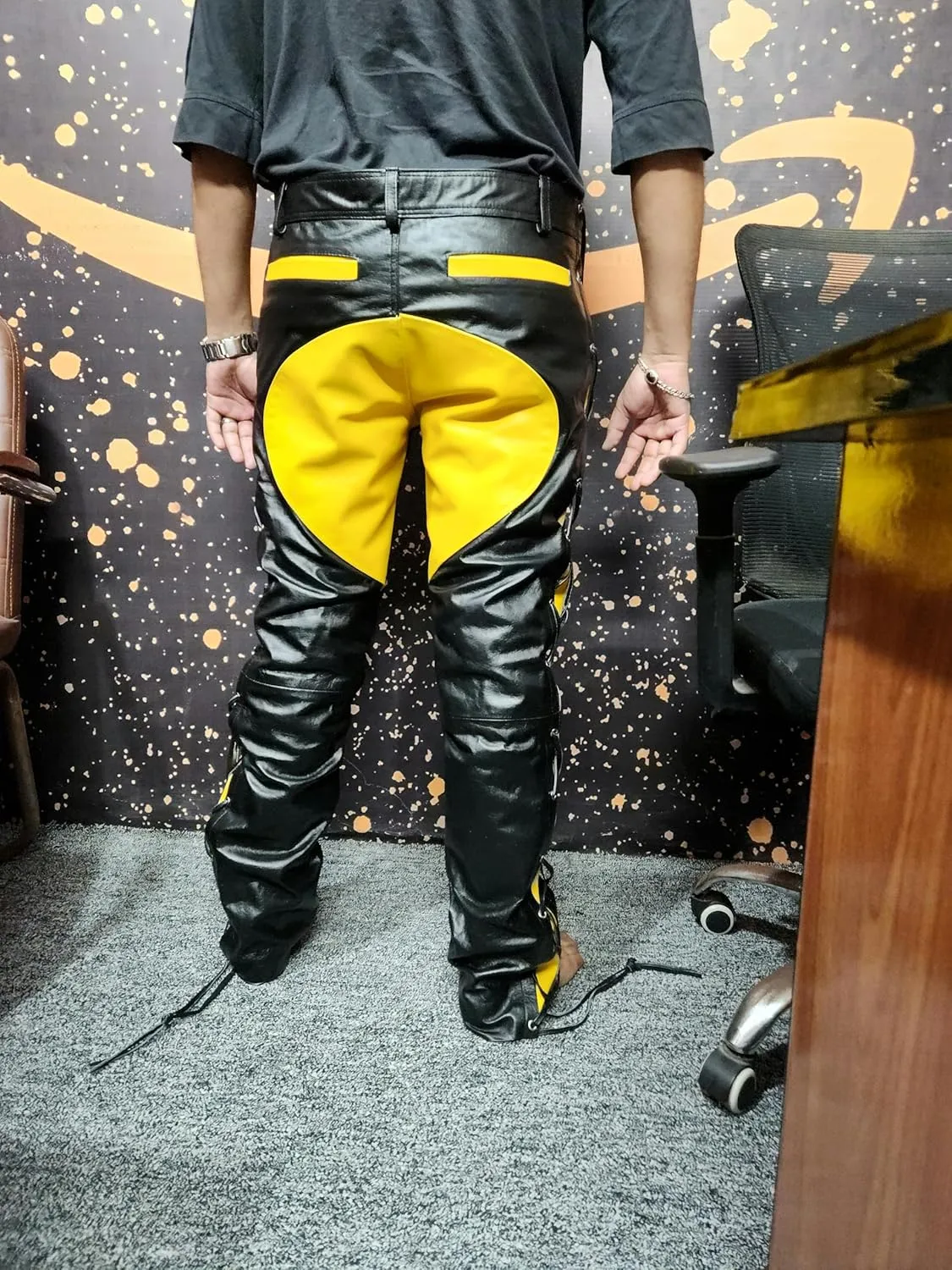 Classic Fit 5 Pockets Leather Pants for Men - Premium Biker Fashion Traditional Cowboy Western Pants