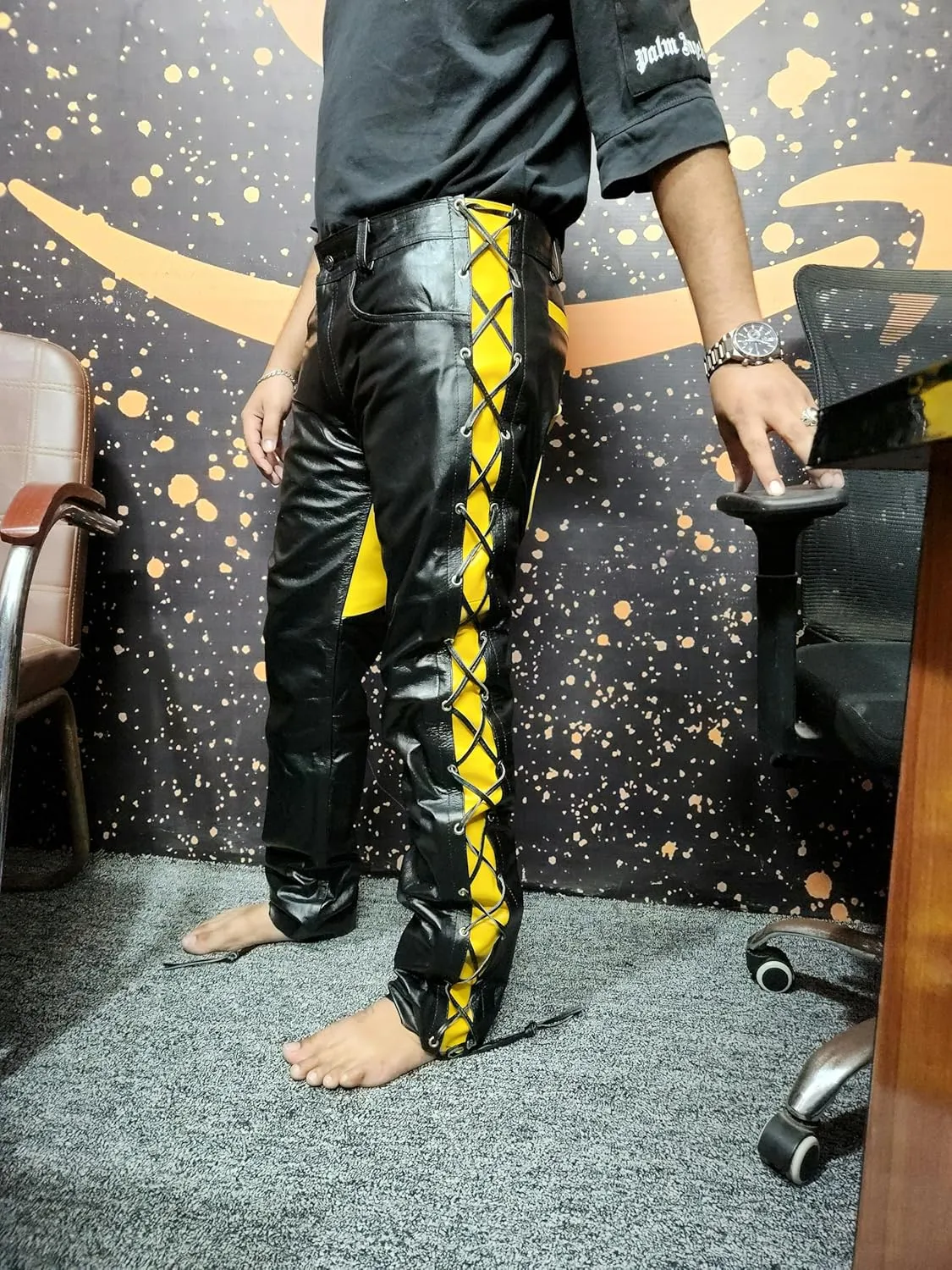 Classic Fit 5 Pockets Leather Pants for Men - Premium Biker Fashion Traditional Cowboy Western Pants