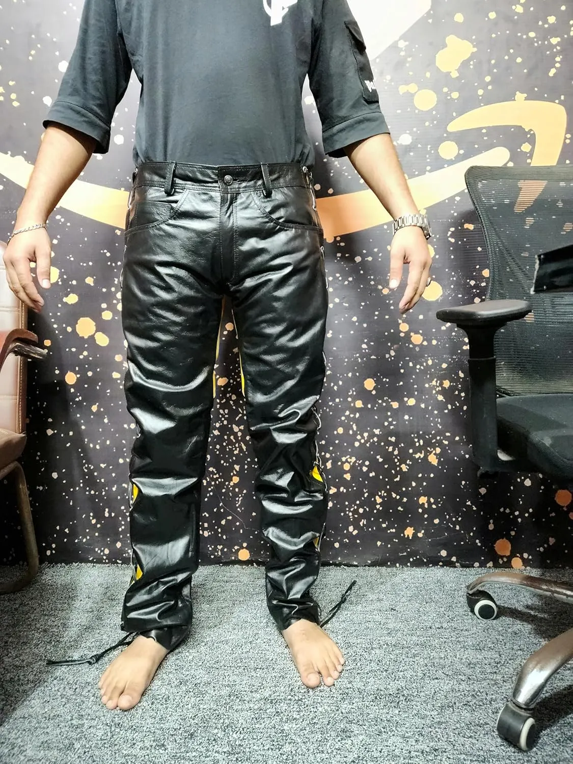 Classic Fit 5 Pockets Leather Pants for Men - Premium Biker Fashion Traditional Cowboy Western Pants