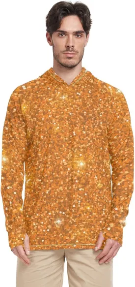 GAIGEO Cooling SPF Shirts for Men, Lightweight Hoodies Summer, Long Sleeve T-shirts, Modern Colorful Holographic S