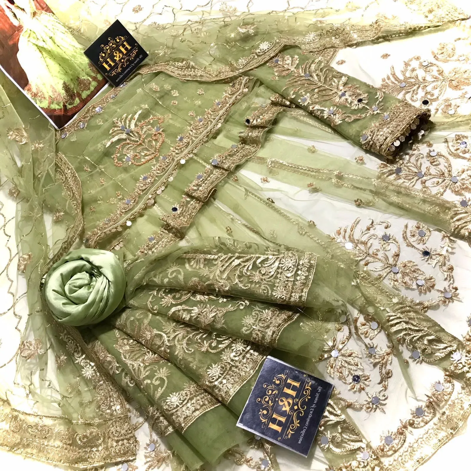 Stylish Hira Mani Net Frock - Enhance Your Ensemble with Elegance