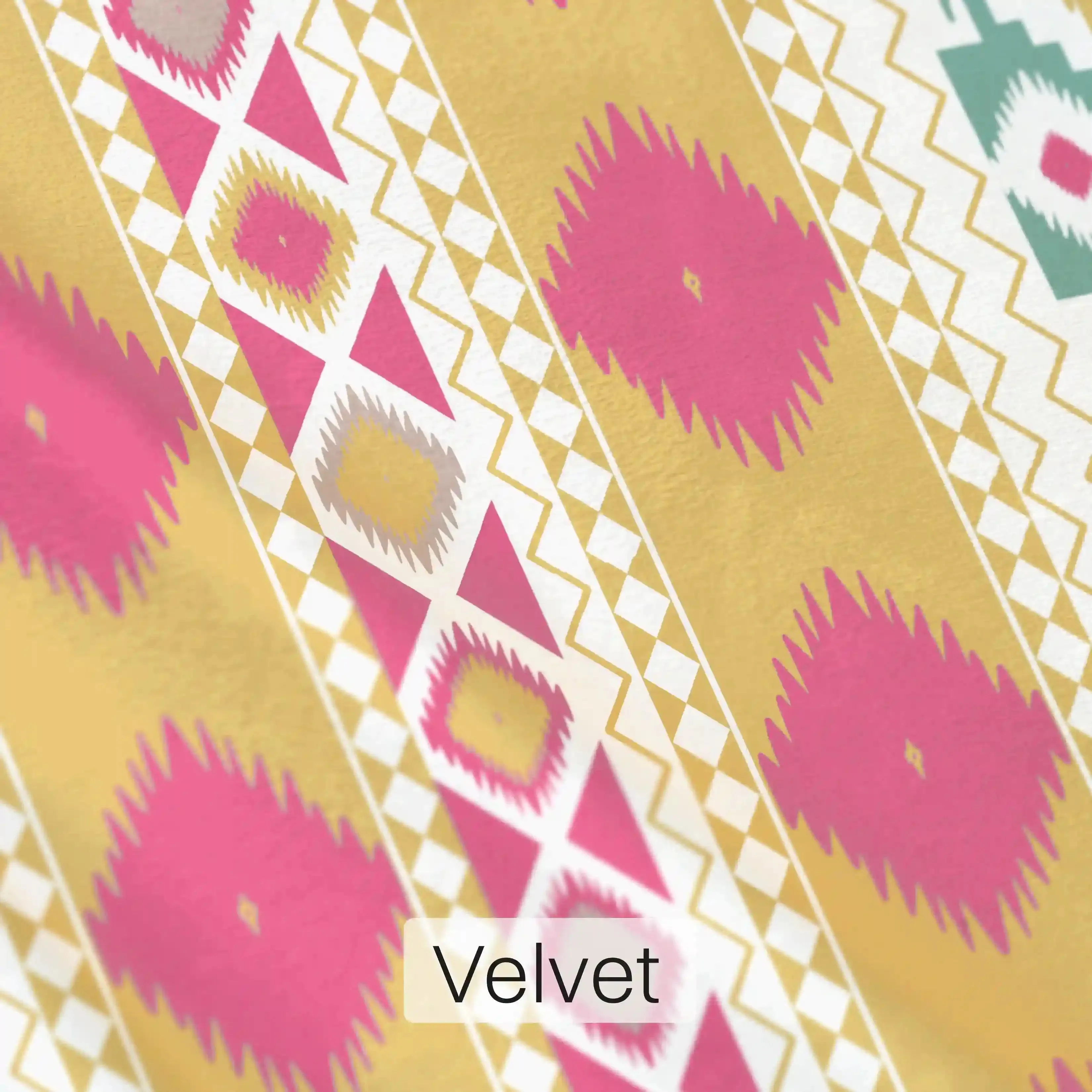 Premium Pink & Green Ikkat Geometric Pattern Upholstery Fabric for Sofa and Chair