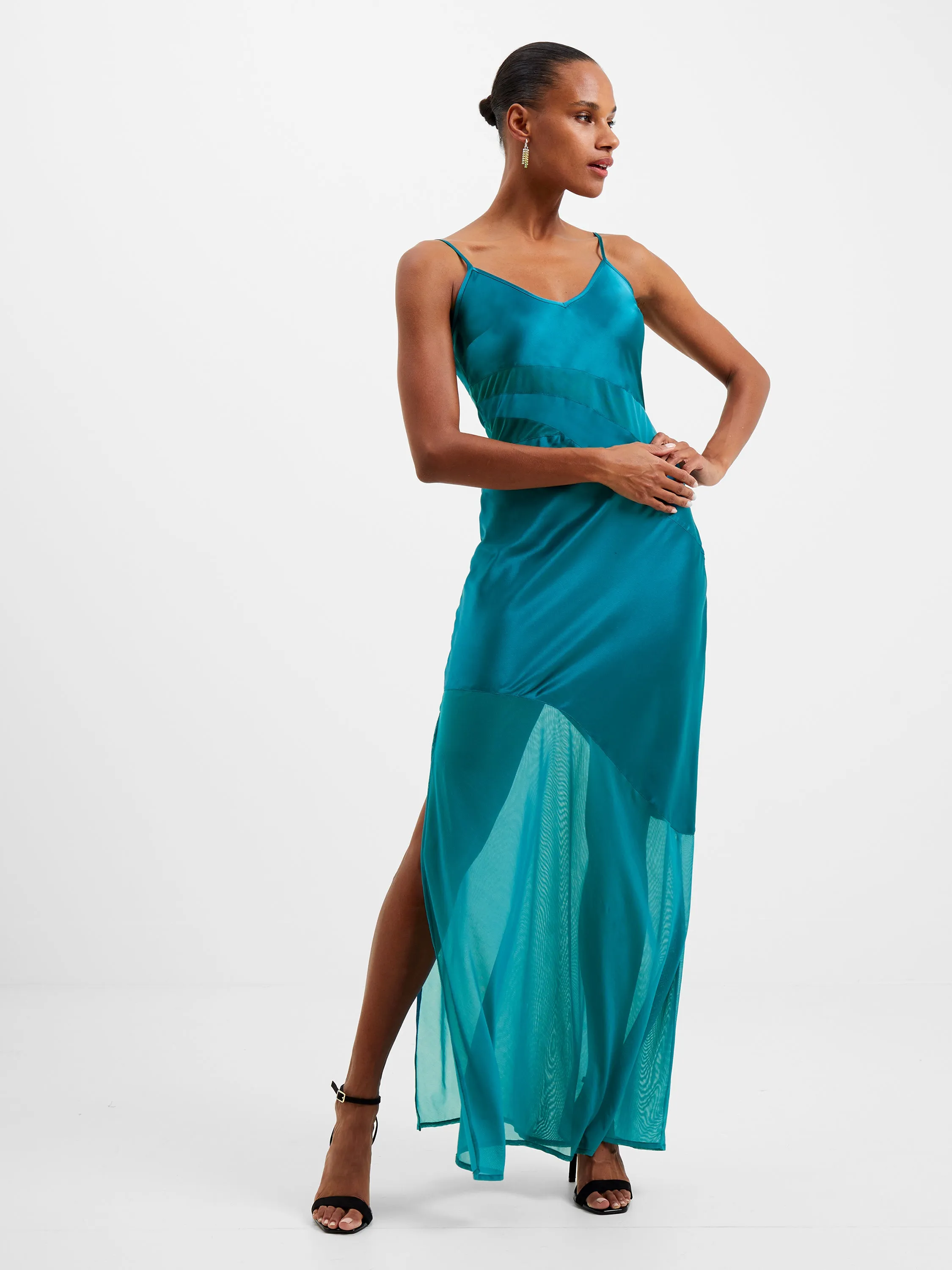 Inu Satin Strappy Maxi Dress