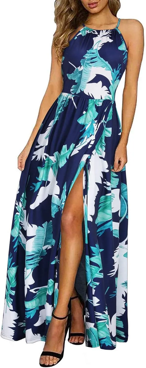KILIG Women's Summer Maxi Dress 2025 Casual Sleeveless Split Floral Sundress Beach Vacation Flowy Long Dresses