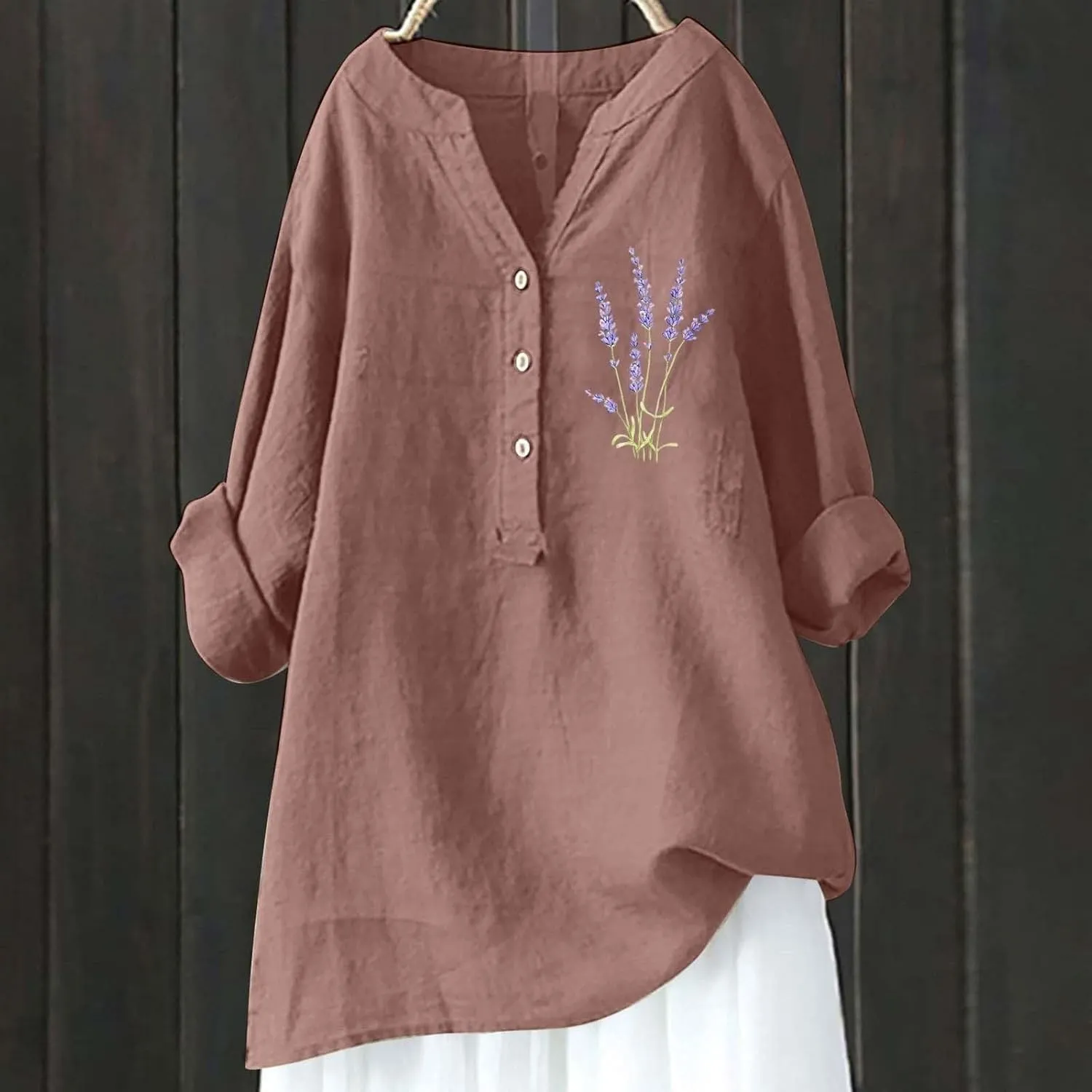 Linen Button Down Shirt Women with Gradient Letter Printed Pockets and Hooded Casual Collared Blouses Loose Fit