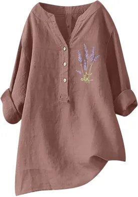Linen Button Down Shirt Women with Gradient Letter Printed Pockets and Hooded Casual Collared Blouses Loose Fit