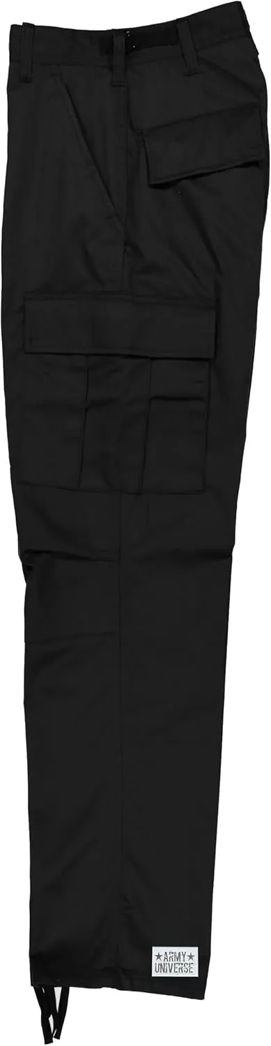 Mens Black Poly/Cotton Military Army Fatigues Work Utility Uniform Cargo BDU Pants