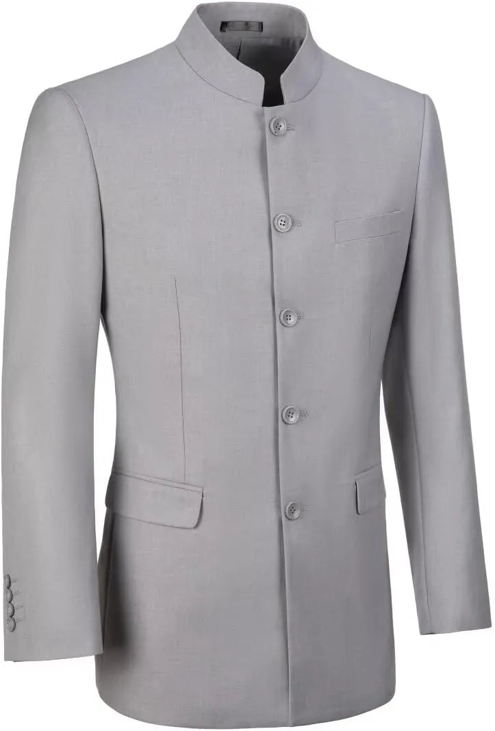 Mens Casual Blazer Chinese Stand Collar Single Breasted Formal Jacket Traditional Wedding Dress Coat