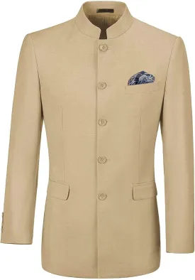 Mens Casual Blazer Chinese Stand Collar Single Breasted Formal Jacket Traditional Wedding Dress Coat