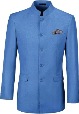 Mens Casual Blazer Chinese Stand Collar Single Breasted Formal Jacket Traditional Wedding Dress Coat