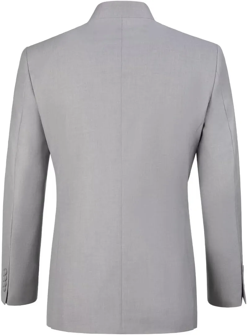 Mens Casual Blazer Chinese Stand Collar Single Breasted Formal Jacket Traditional Wedding Dress Coat