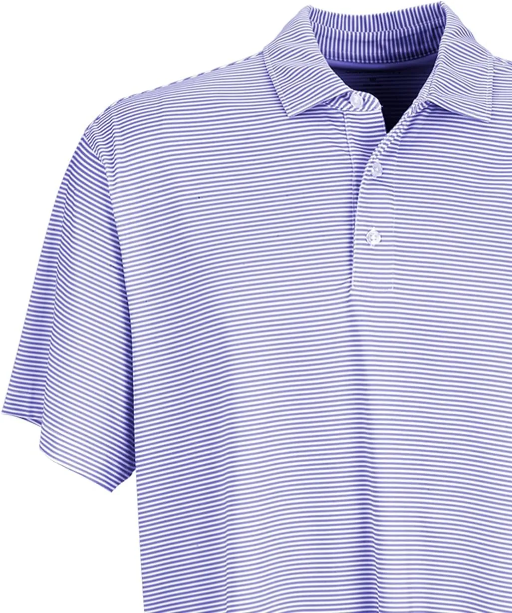 Men's College Moisture Wicking Premium Stretch Fit Striped Polo