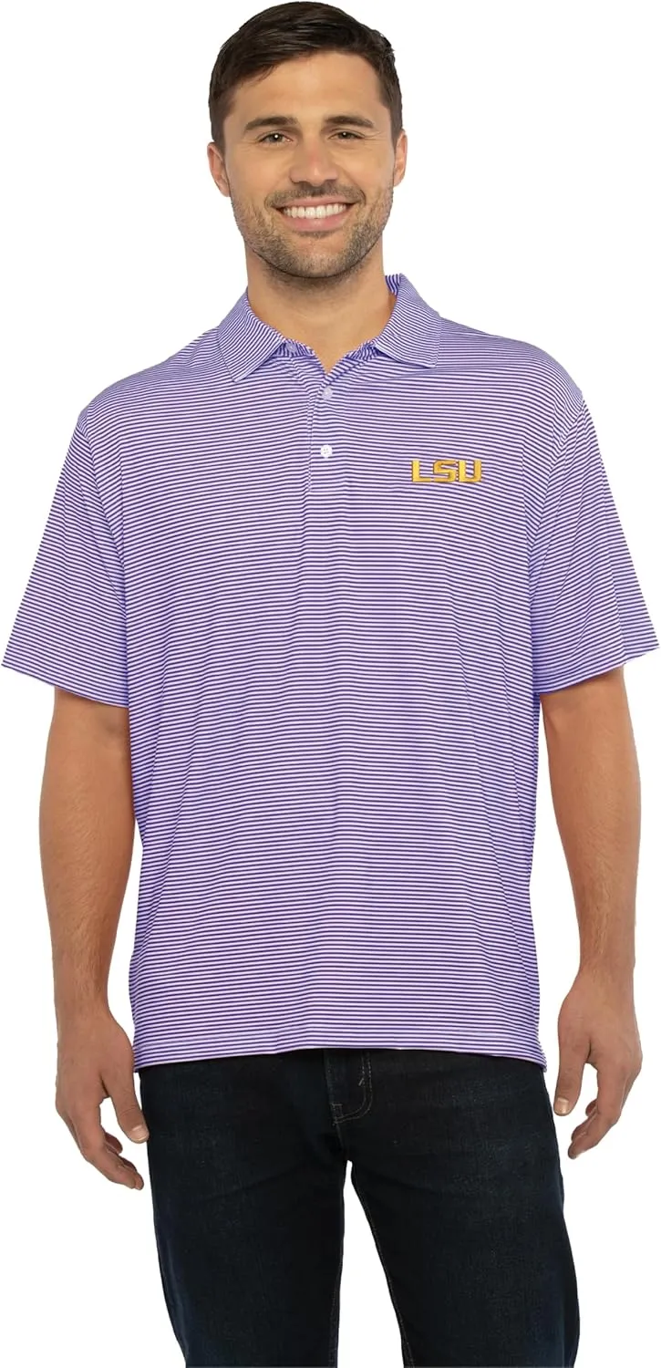 Men's College Moisture Wicking Premium Stretch Fit Striped Polo
