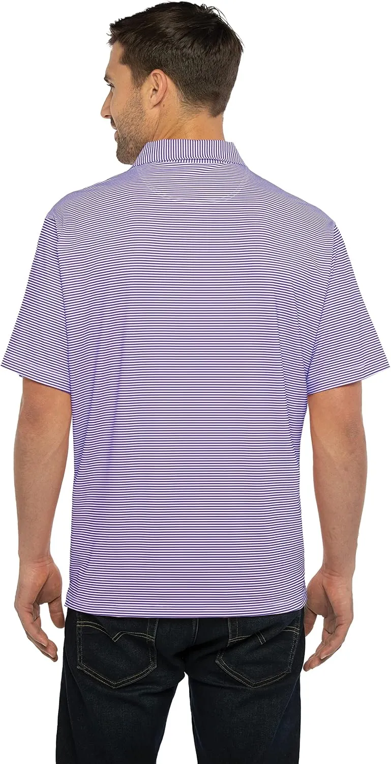 Men's College Moisture Wicking Premium Stretch Fit Striped Polo