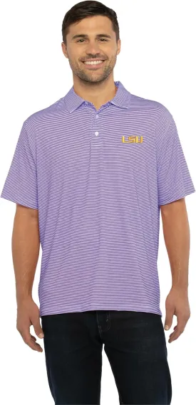 Men's College Moisture Wicking Premium Stretch Fit Striped Polo