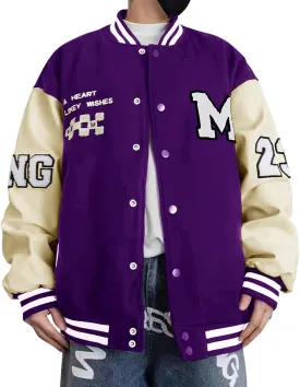 Mens Varsity Jacket Baseball Bomber Jacket Vintage Unisex Streetwear Coats with Patchwork Hipster Utility Tops