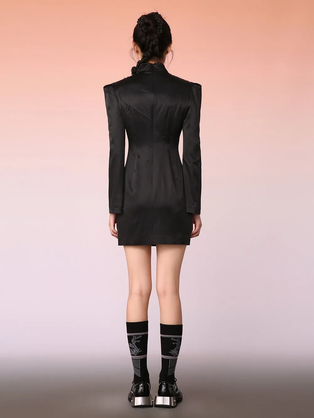MUKZIN New Chinese Style Black Cheongsam Dress