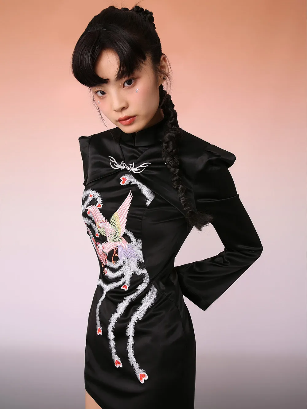 MUKZIN New Chinese Style Black Cheongsam Dress