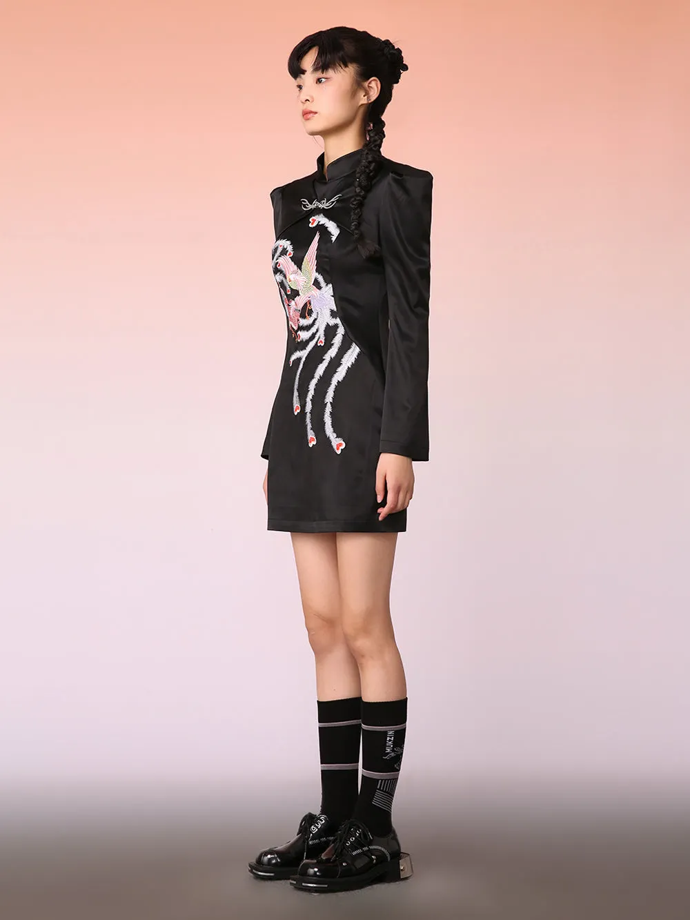 MUKZIN New Chinese Style Black Cheongsam Dress