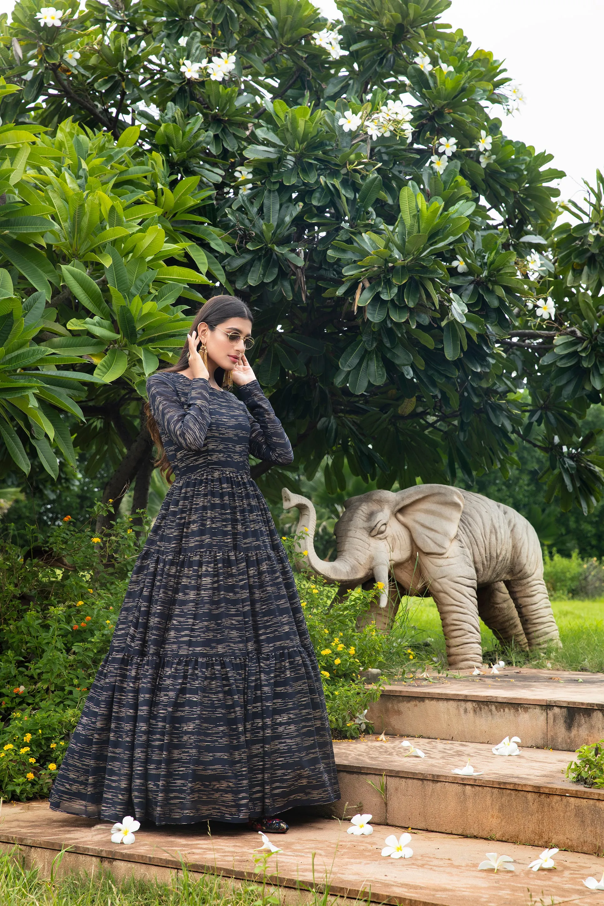 Navy Blue Color Latest Fancy Designer Georgette Anarkali Suit