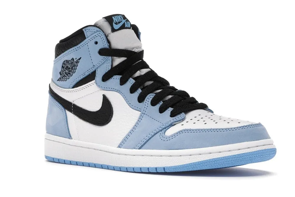 Optimized Title: Mens Nike Air Jordan 1 Retro High - White/University Blue/Black - Stylish Basketball Sneakers