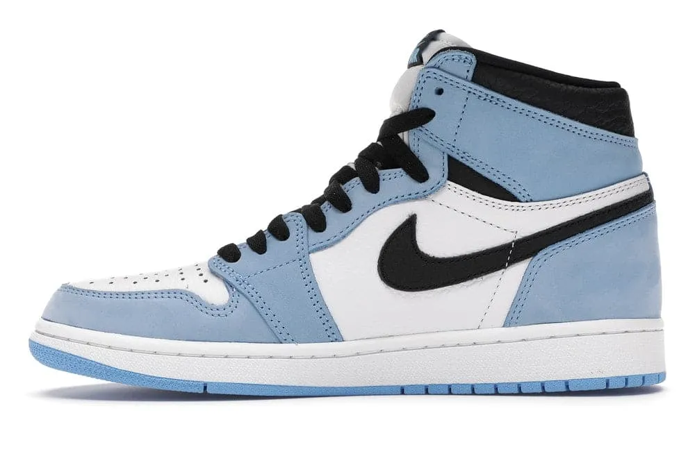 Optimized Title: Mens Nike Air Jordan 1 Retro High - White/University Blue/Black - Stylish Basketball Sneakers
