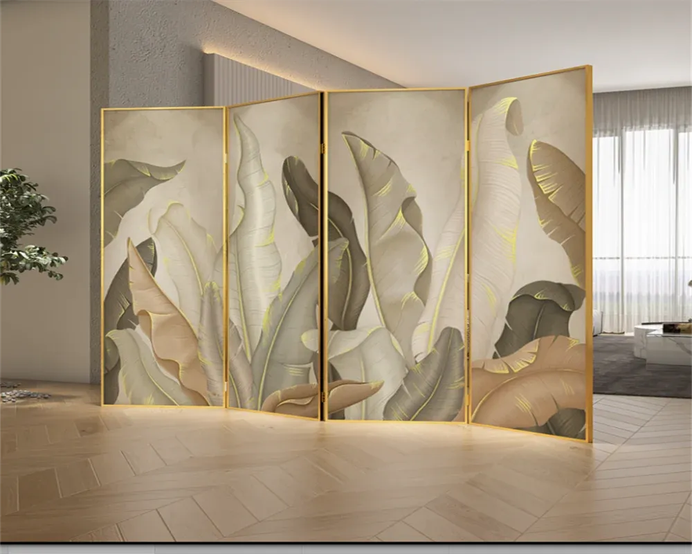 Nordic Leaf Print Modern Wallpaper