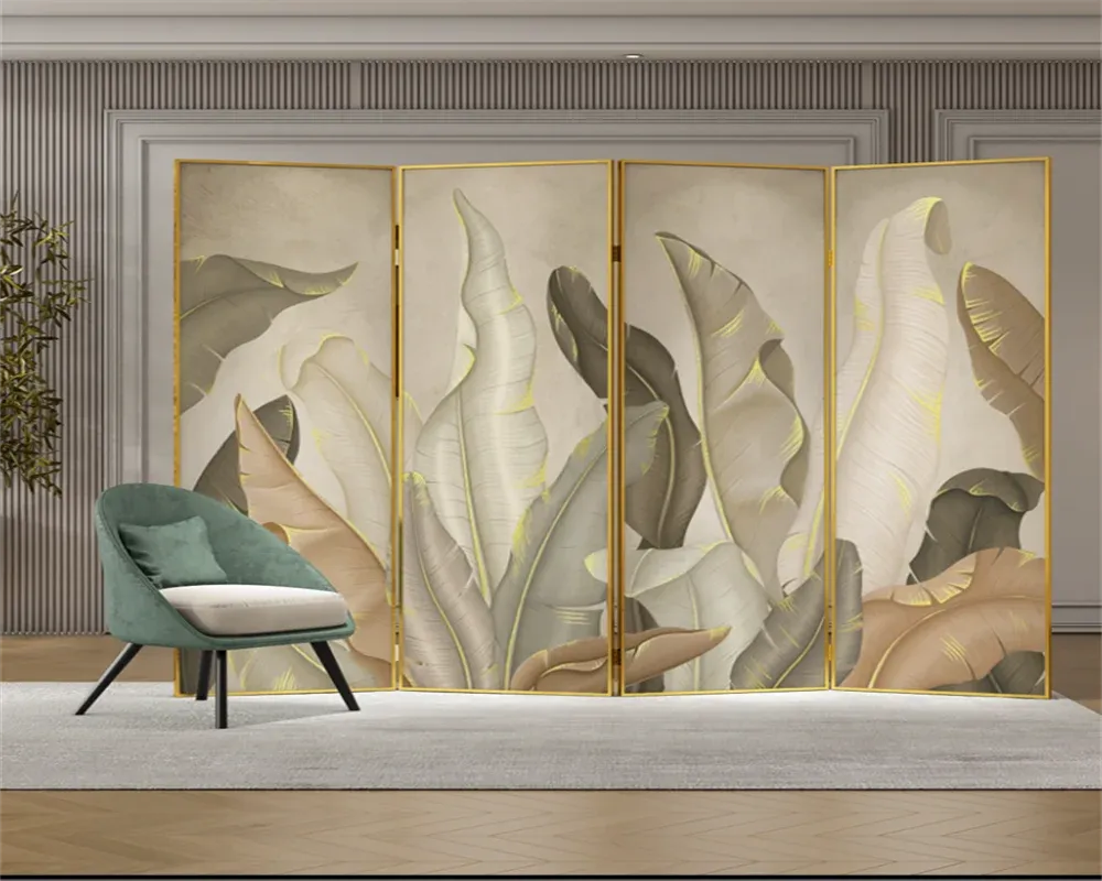 Nordic Leaf Print Modern Wallpaper