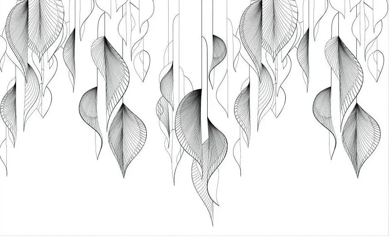 Nordic Leaf Print Modern Wallpaper