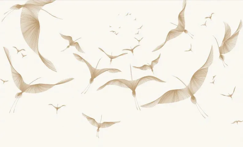 Nordic Leaf Print Modern Wallpaper