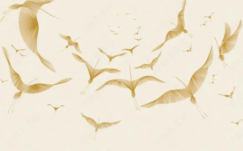 Nordic Leaf Print Modern Wallpaper