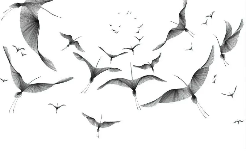 Nordic Leaf Print Modern Wallpaper