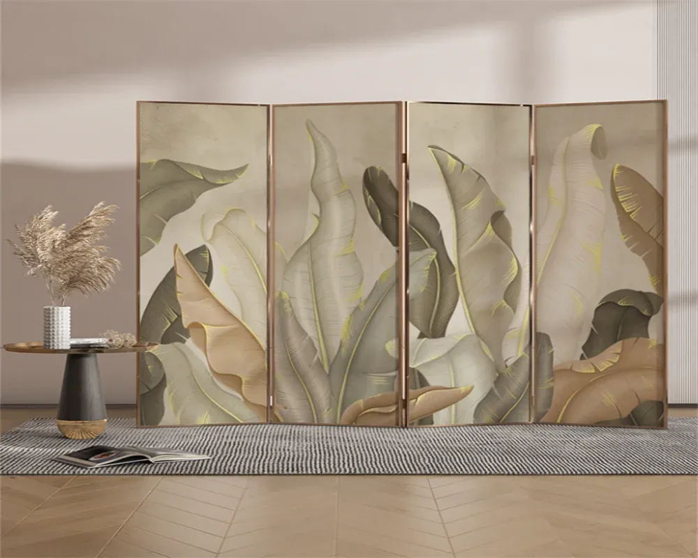 Nordic Leaf Print Modern Wallpaper
