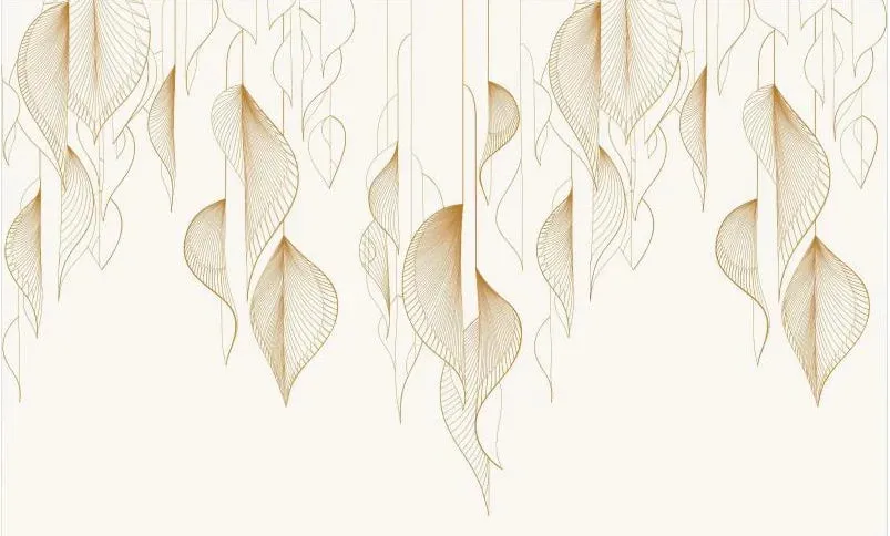 Nordic Leaf Print Modern Wallpaper
